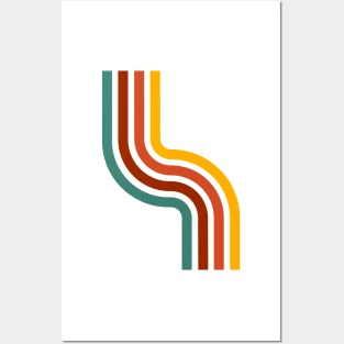 Retro Colorful Curvy Line Posters and Art